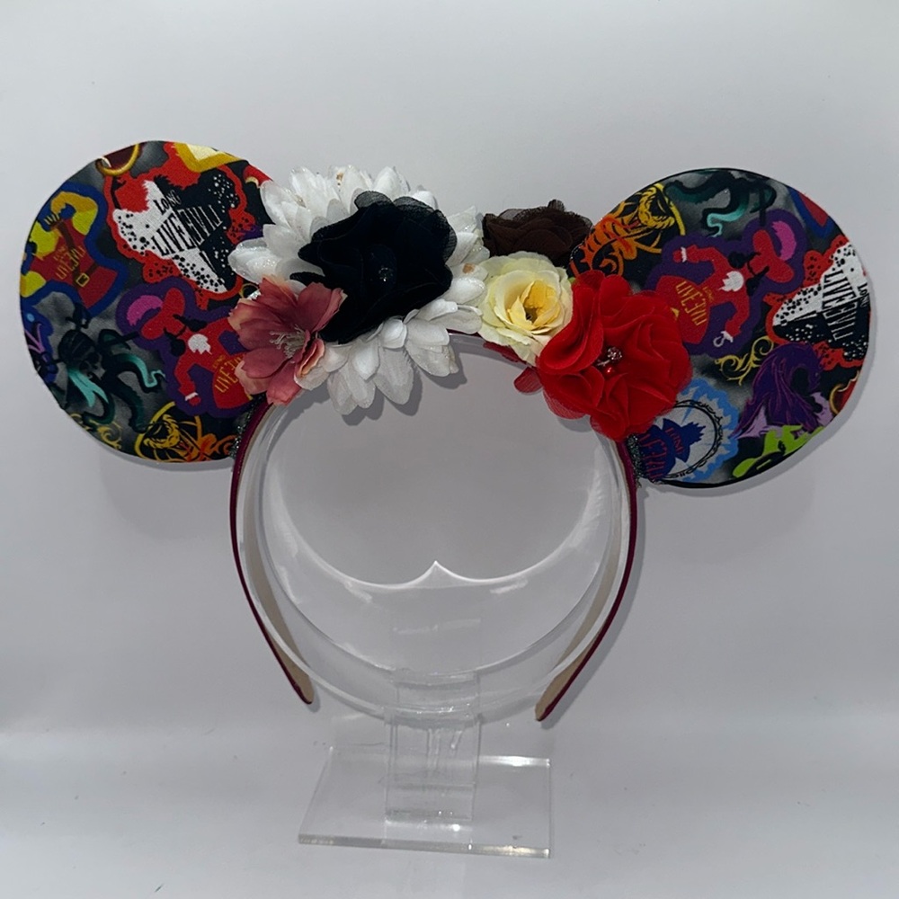 Villain Inspired Minnie Ears Headband with Bows & Sequins